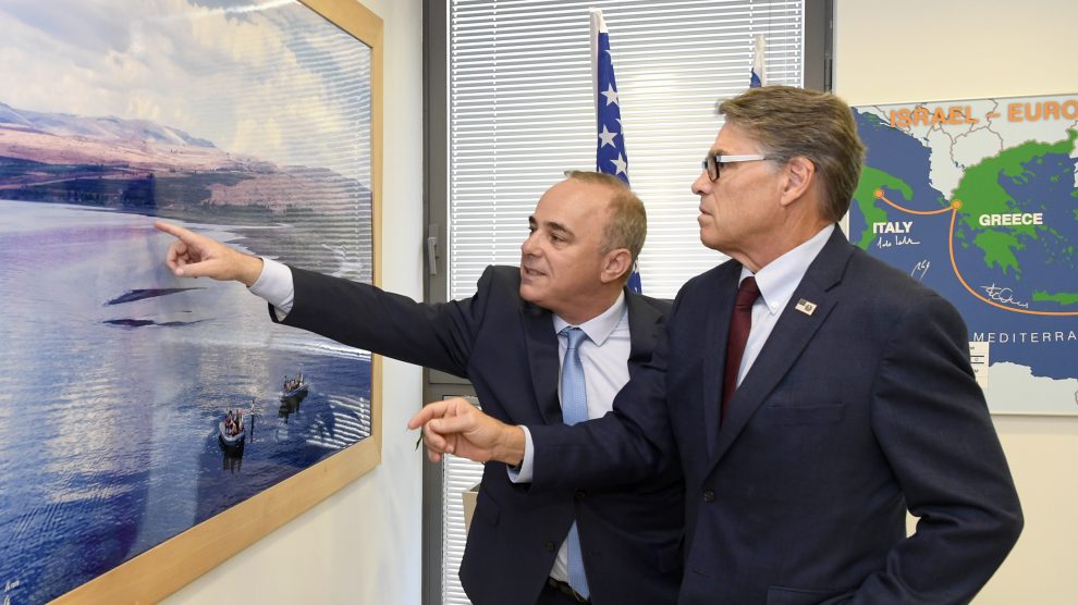 U.S. Secretary of Energy Rick Perry meets his Israeli counterpart, Energy Minister Yuval Steinitz at his office in Jerusalem