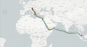 The route of ARC 1 (MarineTraffic)